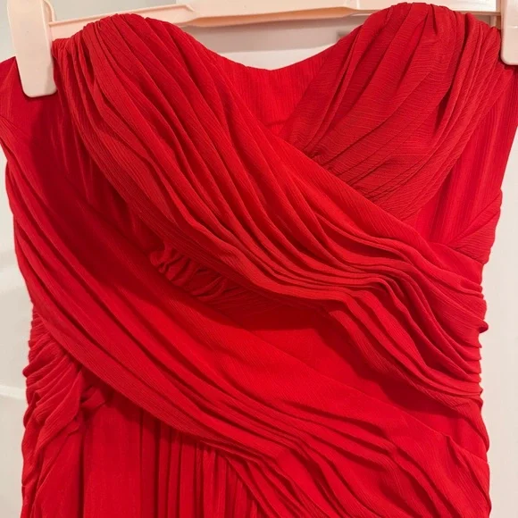 Badgley Mischka Celebrity Gown, Red Chiffon, Size 4 - Picture 6 of 15